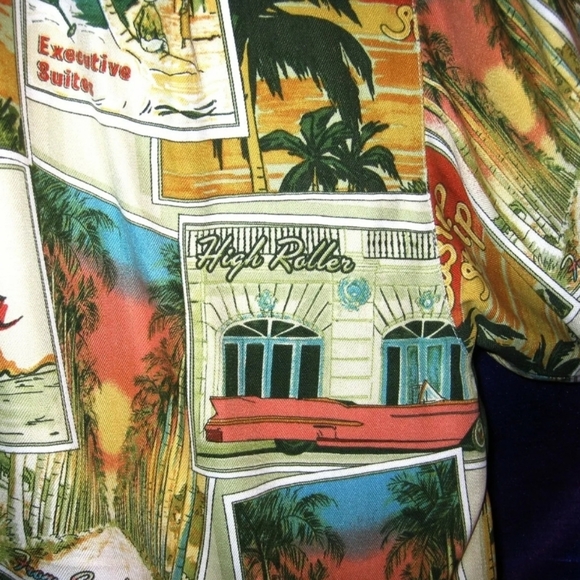 Tommy Bahama Men’s Silk Vegas Post Card Shirt L - Picture 4 of 7